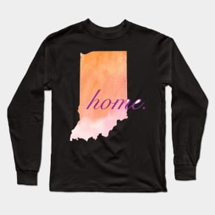 Indiana Home Watercolor Pink Orange Long Sleeve T-Shirt